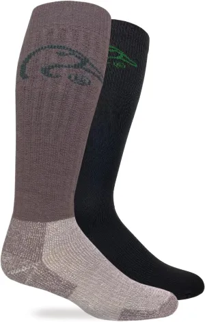 Ducks Unlimited Mens Heavyweight Merino Wool and Liner Tall Boot Socks 2 Pair Pack