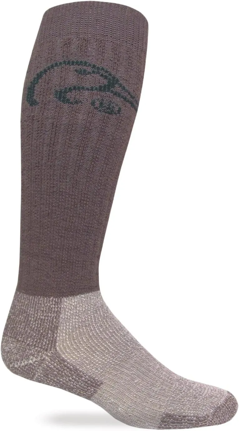 Ducks Unlimited Mens Heavyweight Merino Wool and Liner Tall Boot Socks 2 Pair Pack