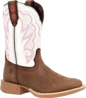 Durango® Lil' Rebel Pro™ Little Kid's Trail Brown and White Western Boot, Trail Brown And White, Size 9(M)