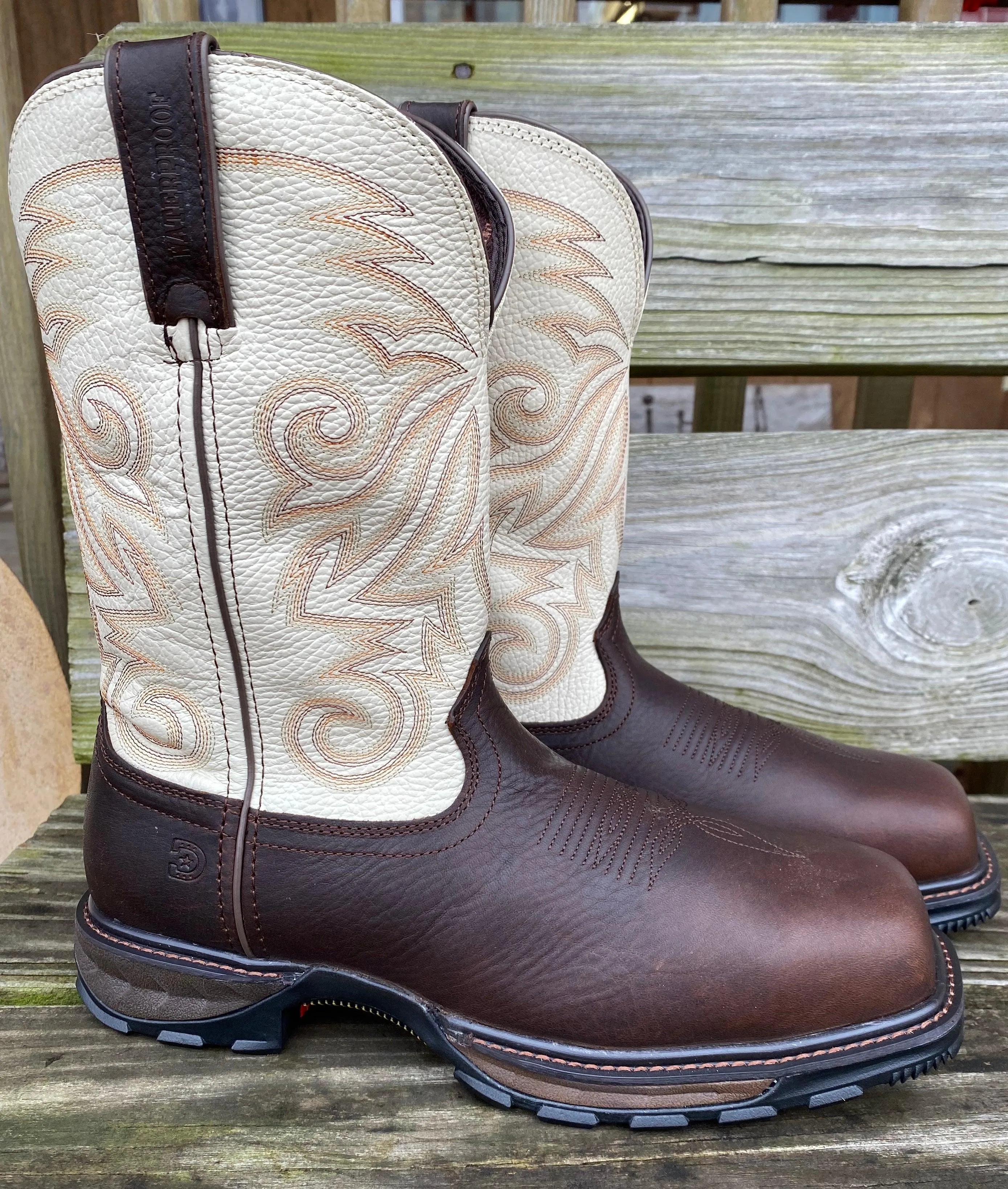 Durango Men's Maverick Brown & White Top Composite Toe WaterProof Work Boots DDB0330