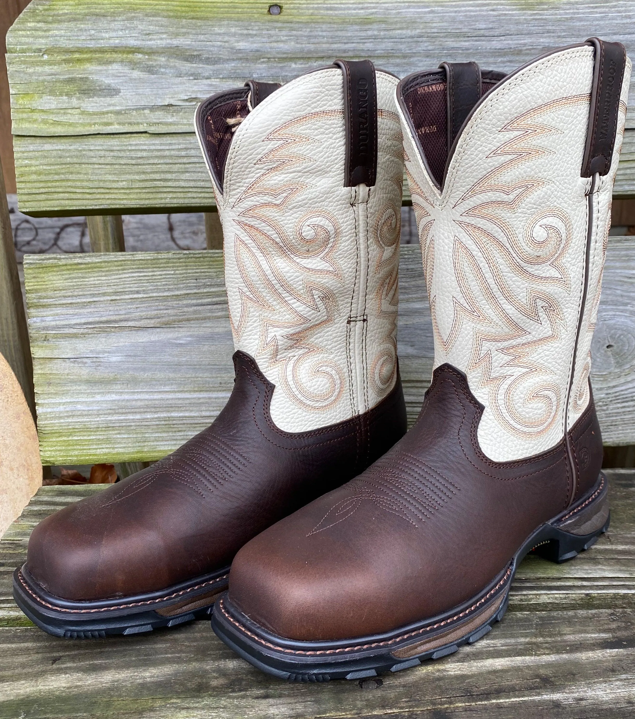 Durango Men's Maverick Brown & White Top Composite Toe WaterProof Work Boots DDB0330