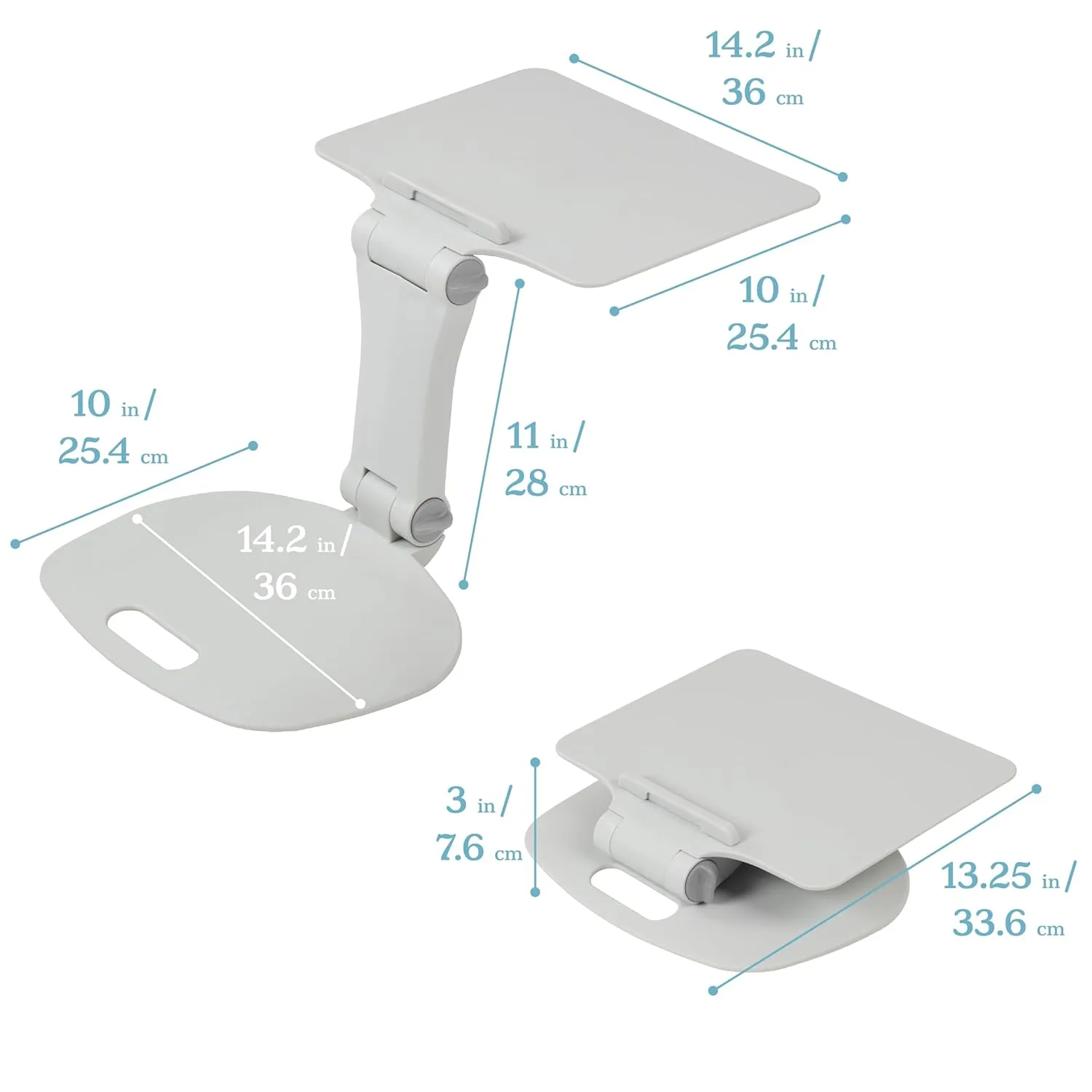 ECR4Kids The Surf Folding Portable Lap Desk, Flexible Seating, Light Grey