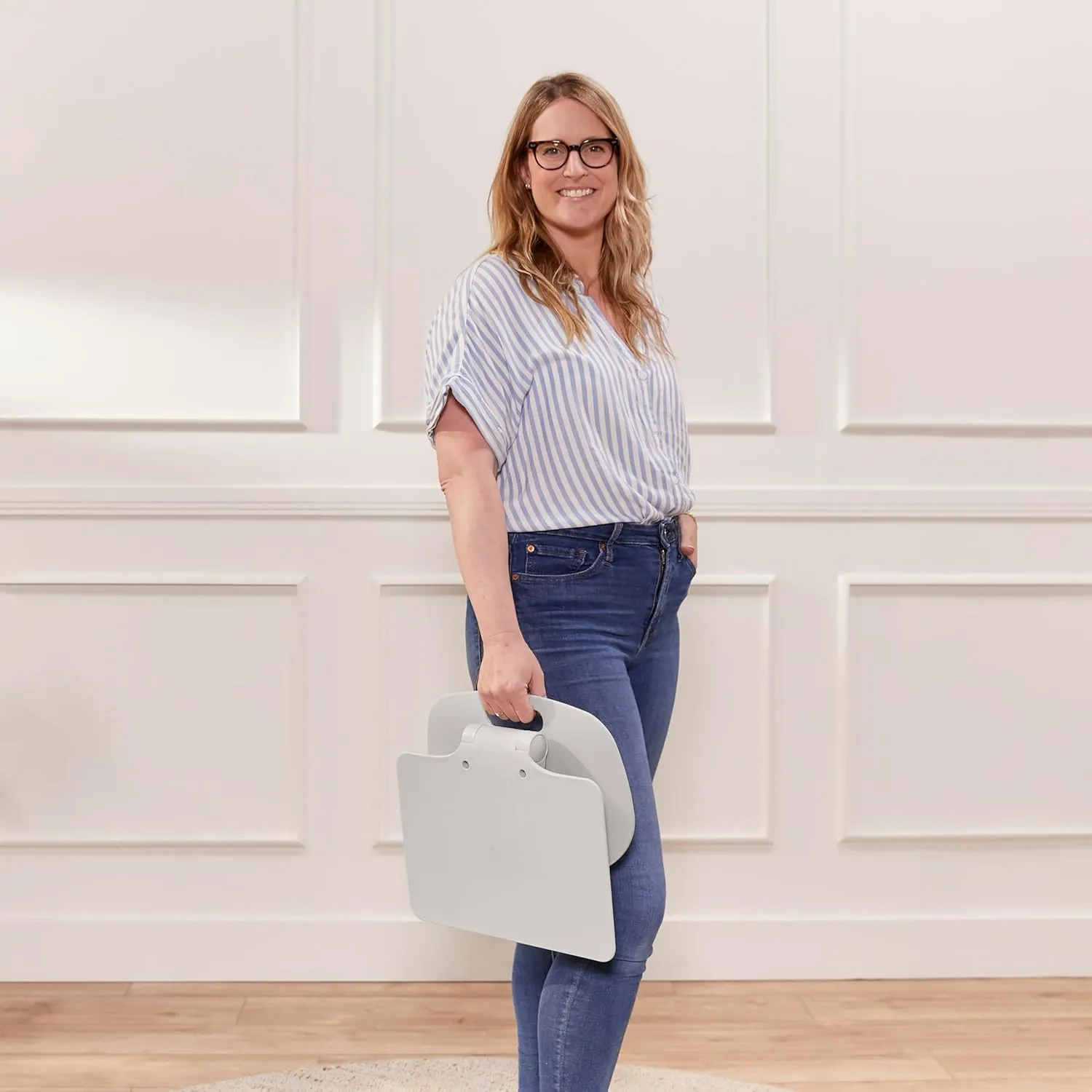 ECR4Kids The Surf Folding Portable Lap Desk, Flexible Seating, Light Grey