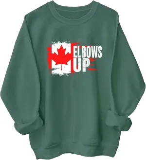 Elbows Up Canada Sweatshirt, Elbows Up Shirt Long Sleeve, Funny Hockey Canada Flag Sweatshirt