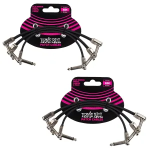 Ernie Ball Flat Ribbon Patch Cable Set 3x2 Length 6 inch in Black P06221 - Pack of 2