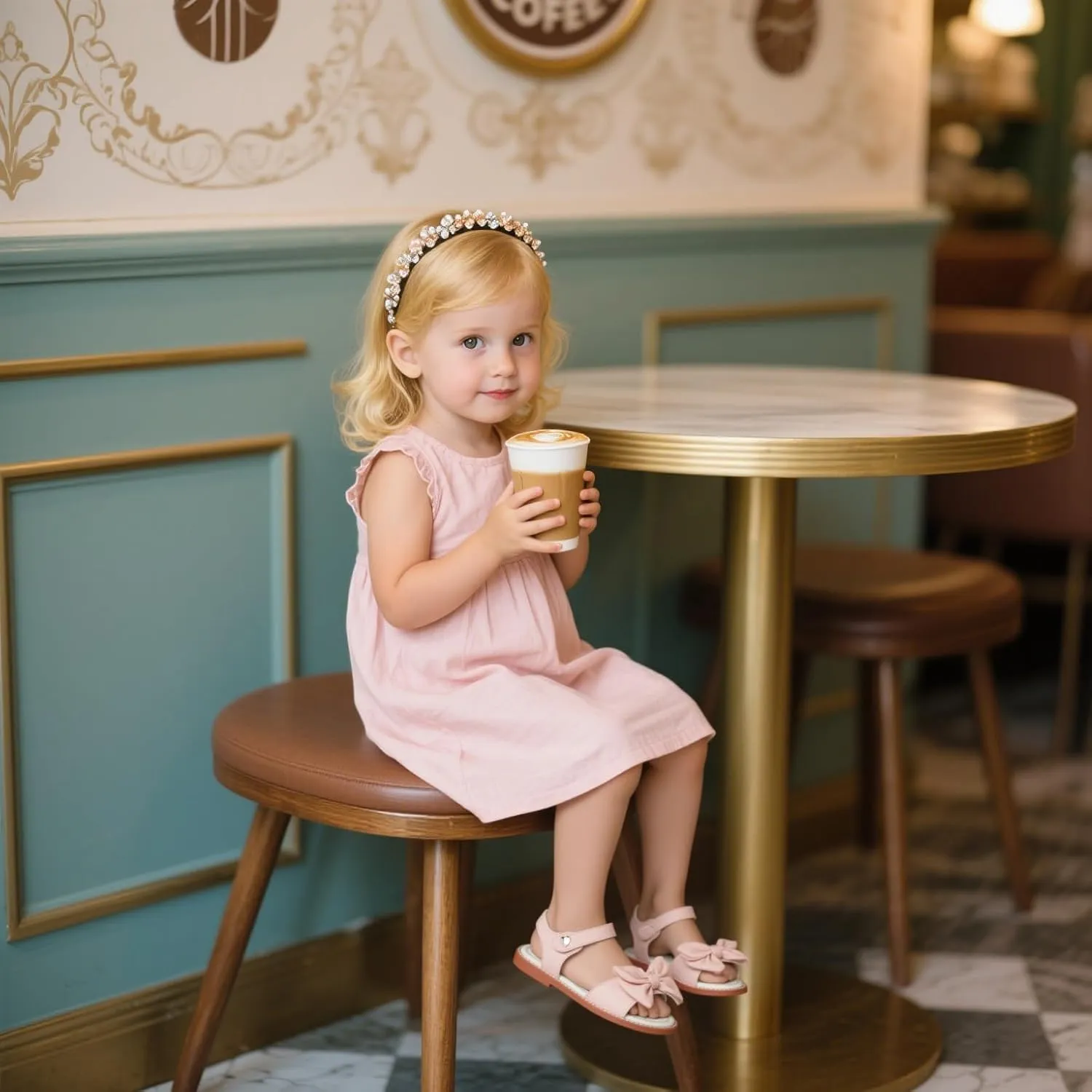 ESTINE Toddler/Little Kid Girls Bow Open Toe Flat Evening Dress Sandals