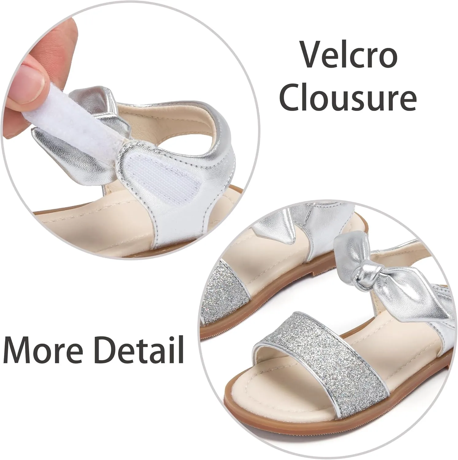 ESTINE Toddler/Little Kid Girls Bow Open Toe Flat Evening Dress Sandals