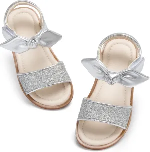 ESTINE Toddler/Little Kid Girls Bow Open Toe Flat Evening Dress Sandals