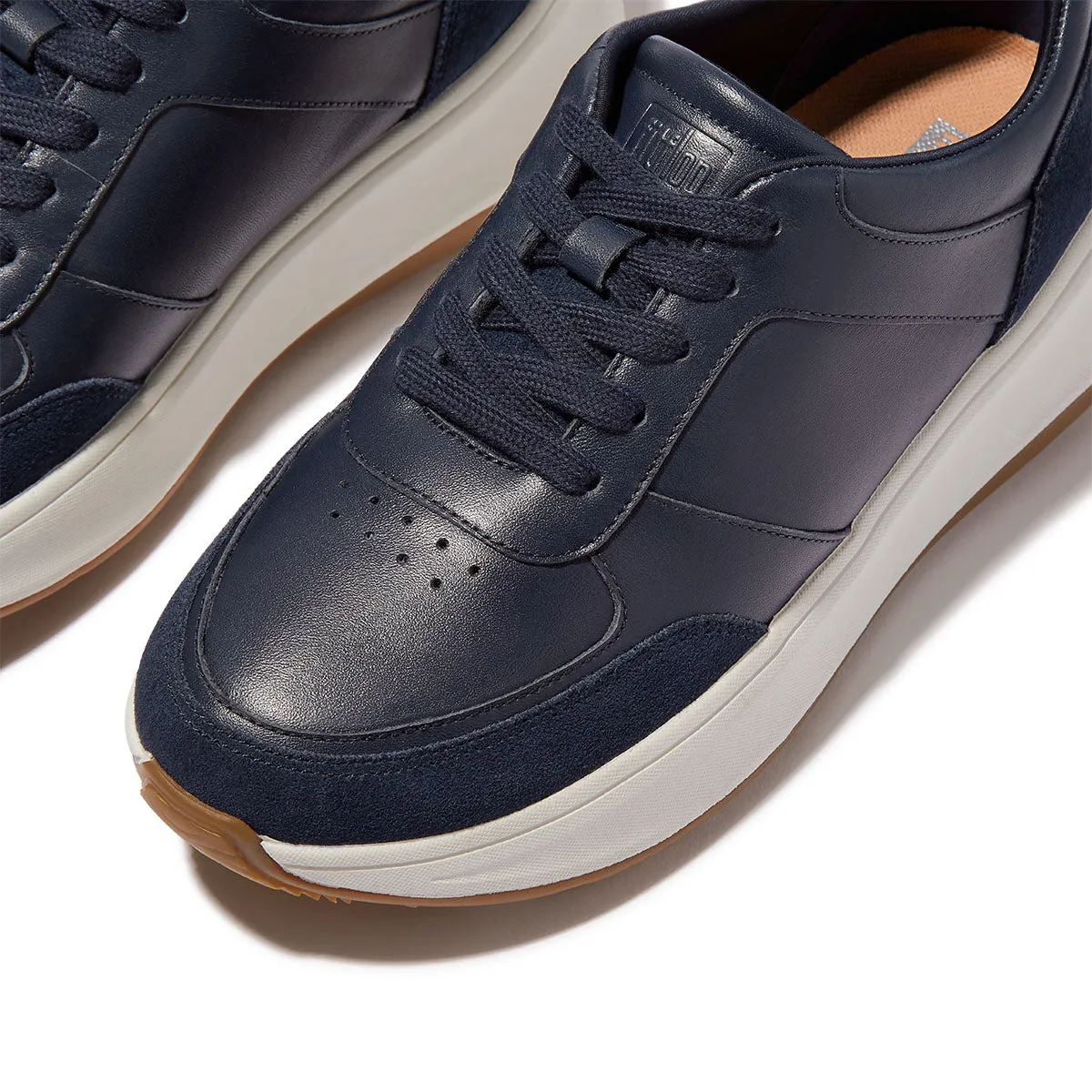 F-MODE Leather/Suede Flatform Sneakers