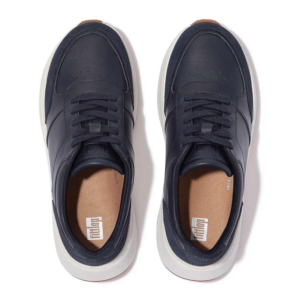 F-MODE Leather/Suede Flatform Sneakers