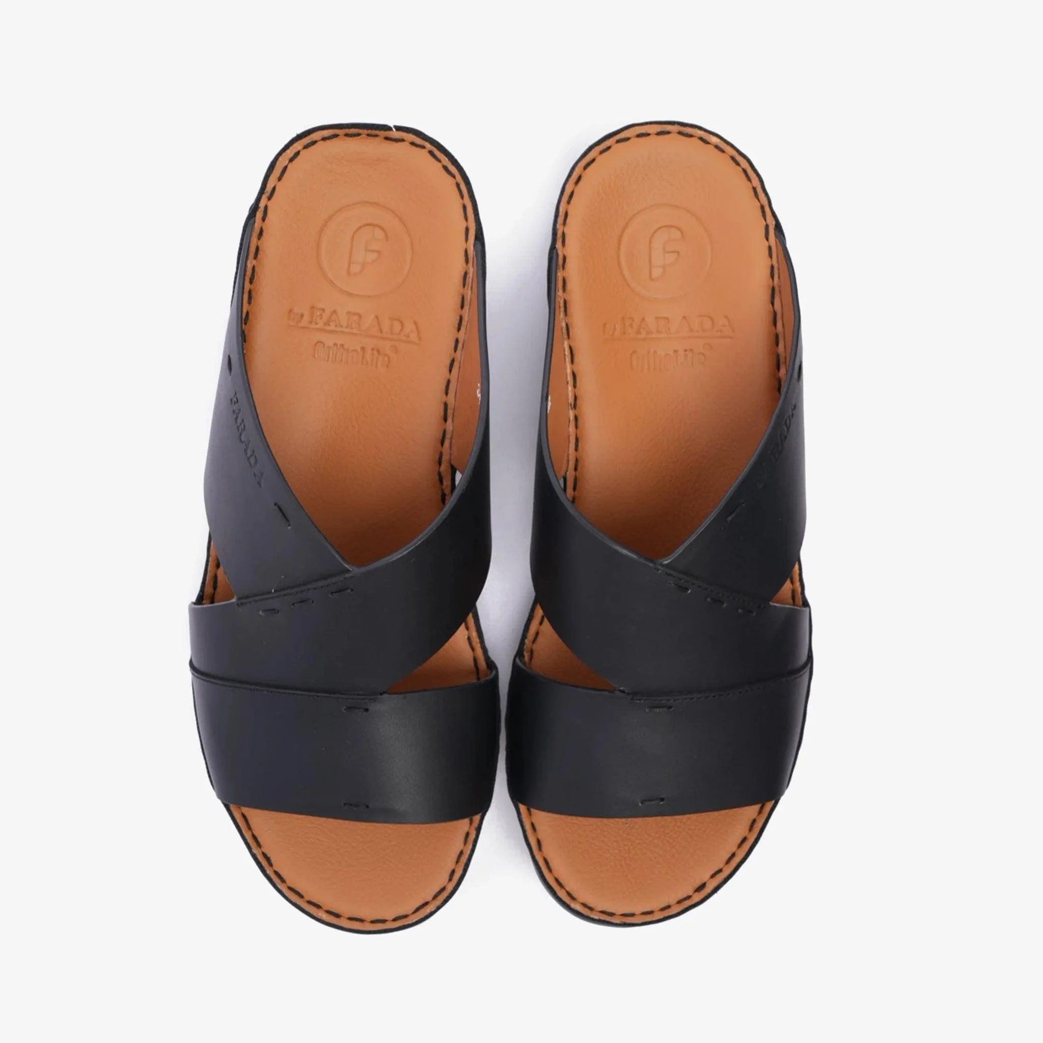 FARADA ARABIC SLIPPER WITH SINGLE STRAP AROUND THE ANKLE BLACK