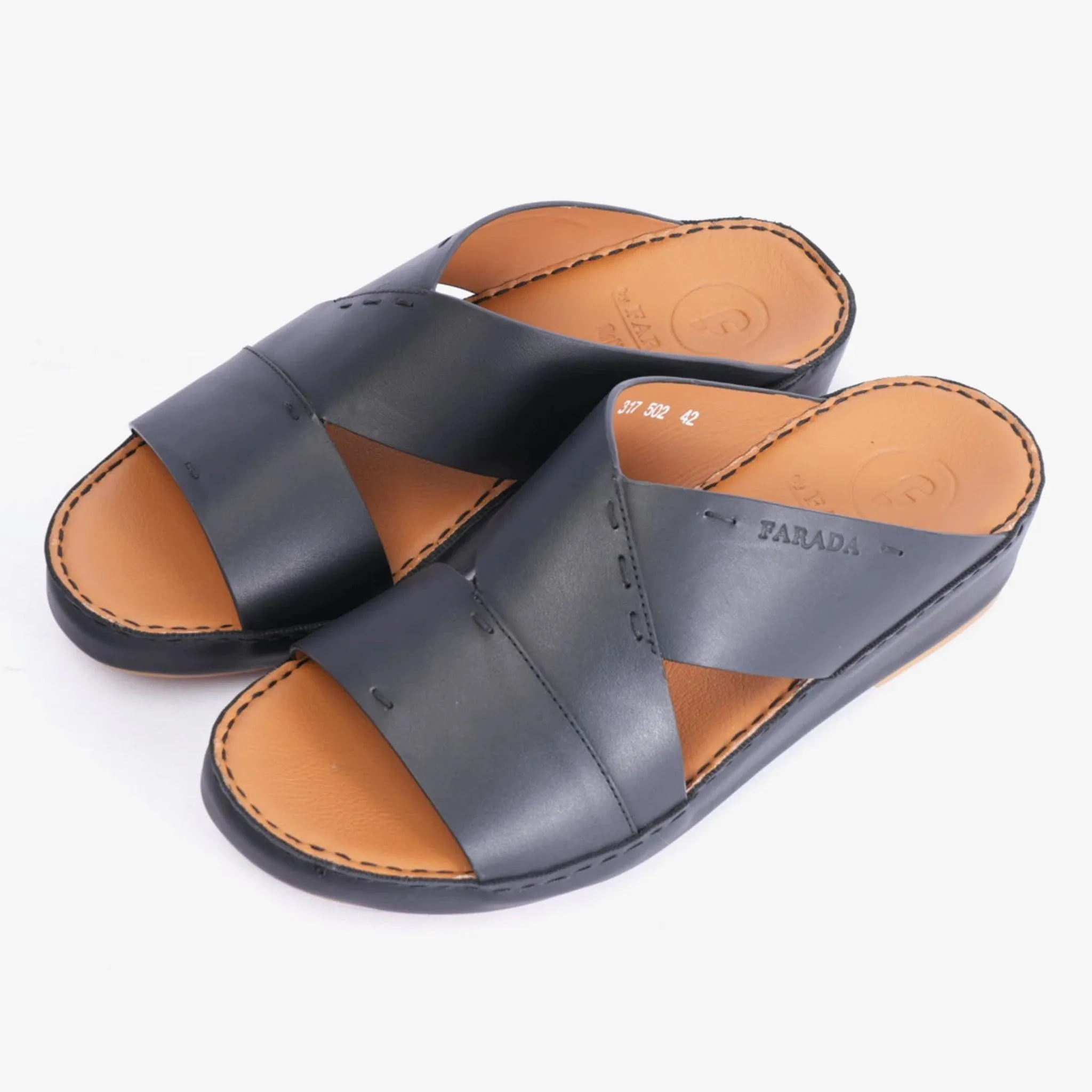 FARADA ARABIC SLIPPER WITH SINGLE STRAP AROUND THE ANKLE BLACK