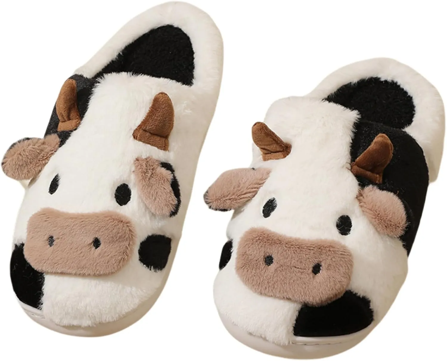 FAYUEKEY Cow Slippers for Women Mens Fuzzy Shoes Gift Indoor Outdoor
