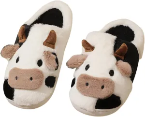 FAYUEKEY Cow Slippers for Women Mens Fuzzy Shoes Gift Indoor Outdoor