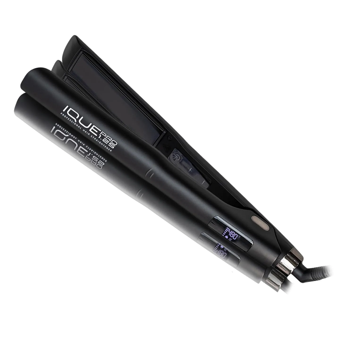 Flat Iron Hair Straightener & Curler 2-in-1 | Nano Titanium with Ionic Function | Heats in 2 Sec | Adjustable Temp up to 480°F | LCD Display | Dual Styling Tool | Dual Voltage 100-240V | 1.25"