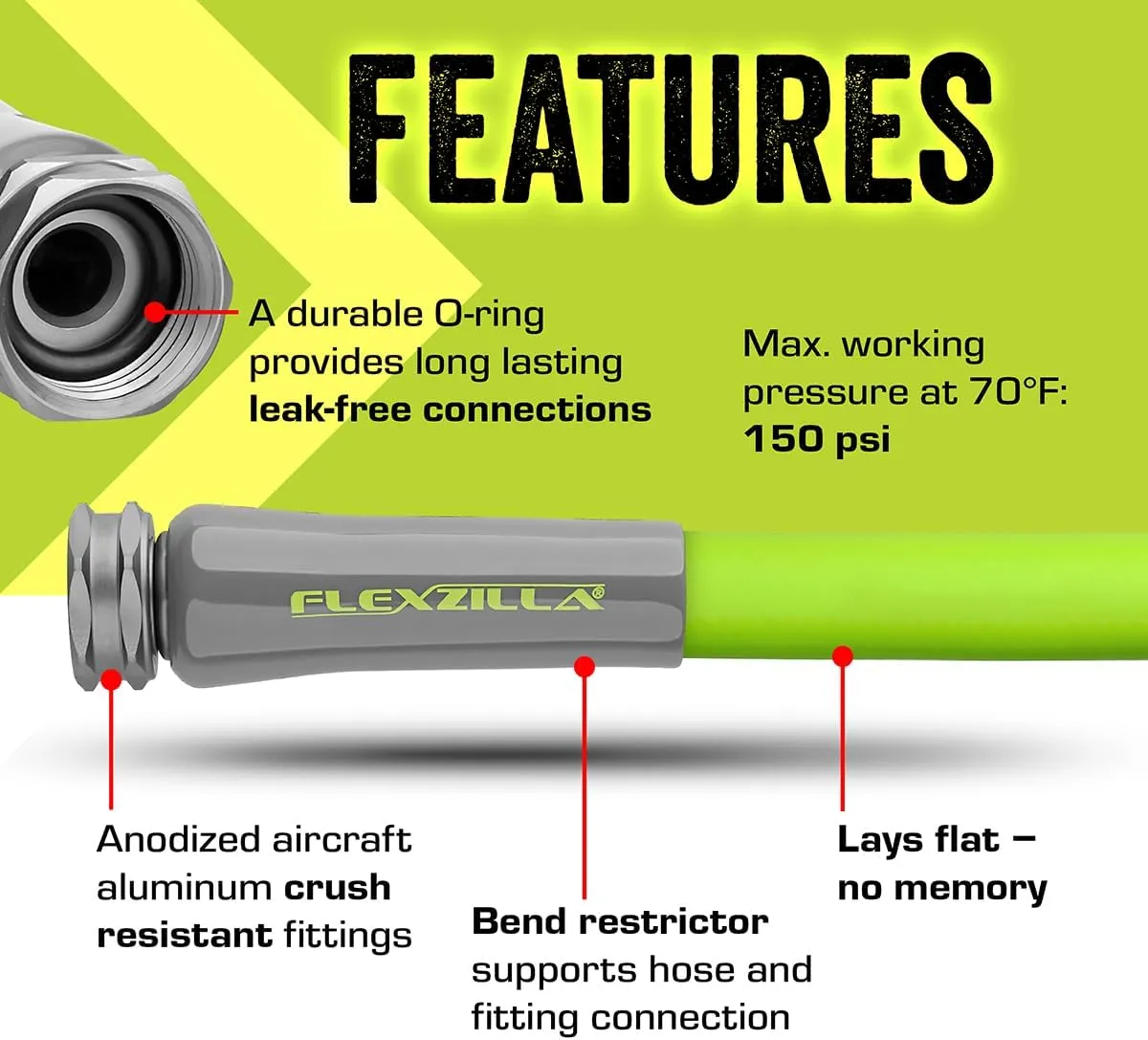 Flexzilla Garden Hose 5/8 in. x 100 ft., Heavy Duty, Lightweight, Durable, ZillaGreen - HFZG5100YW-E