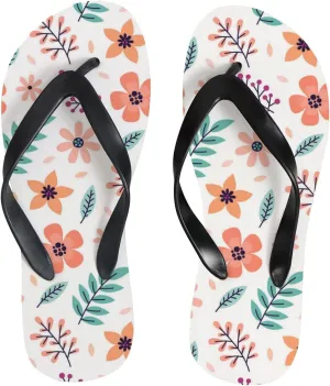 Flip Flops Floral Flowers Leaves Green Orange Slide Sandals Summer Beach Slippers Thong Sandal Casual Yoga Mat Flat Slides for Women Men