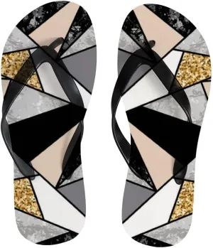 Flip Flops for Women Girls Marble Geometric Pattern Summer Casual Thong Slippers Slide Flat Sandals for Beach
