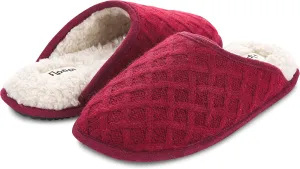 Floopi Slippers for Women Kelly Indoor Outdoor Plaid Faux Sherpa Fur Lined Scuff Slipper W/Memory Foam