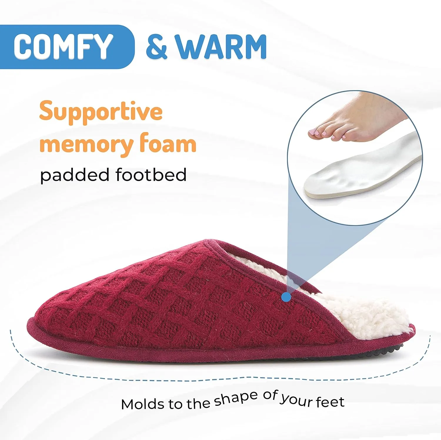 Floopi Slippers for Women Kelly Indoor Outdoor Plaid Faux Sherpa Fur Lined Scuff Slipper W/Memory Foam