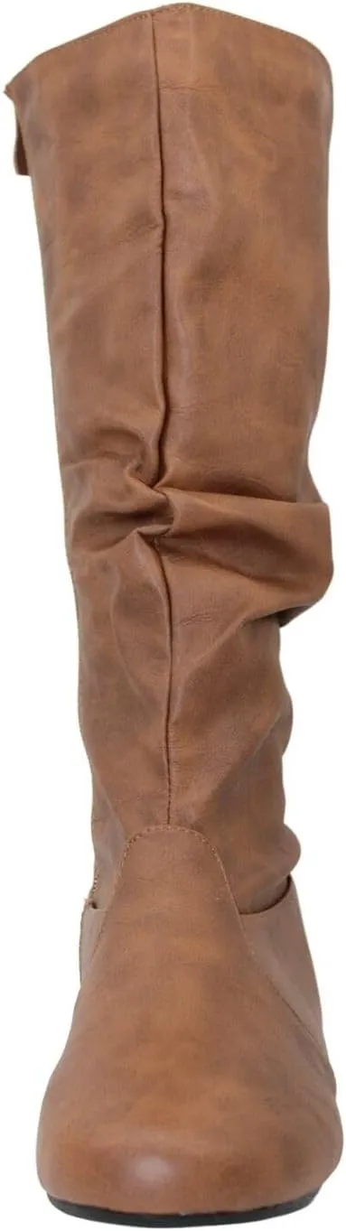 Forever Womens Round Toe Slouch Vegan Comfy Flat Mid Calf Tall Boots