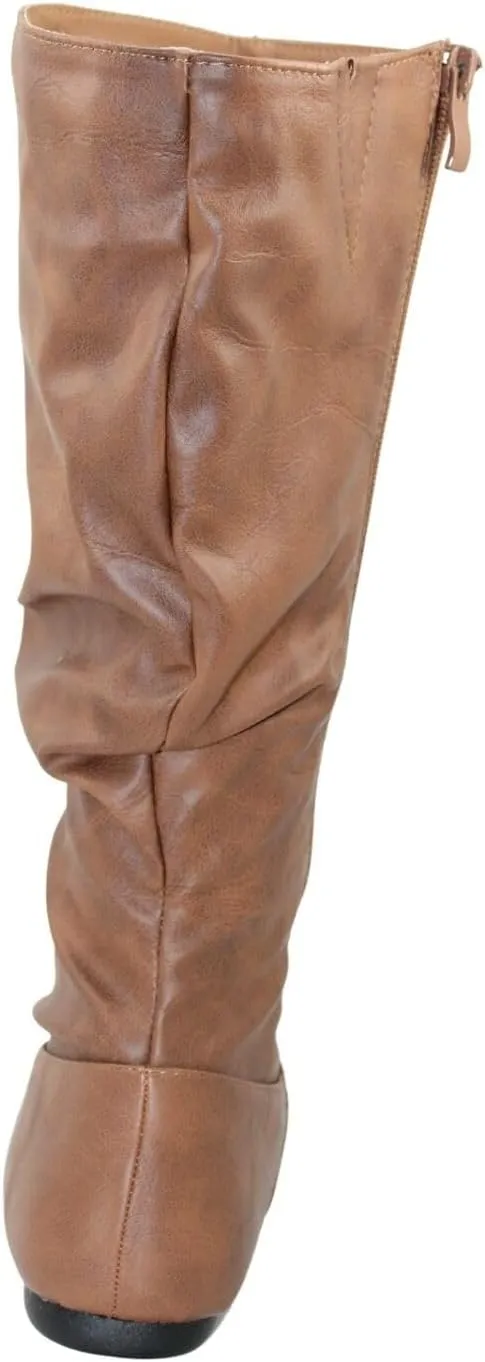 Forever Womens Round Toe Slouch Vegan Comfy Flat Mid Calf Tall Boots