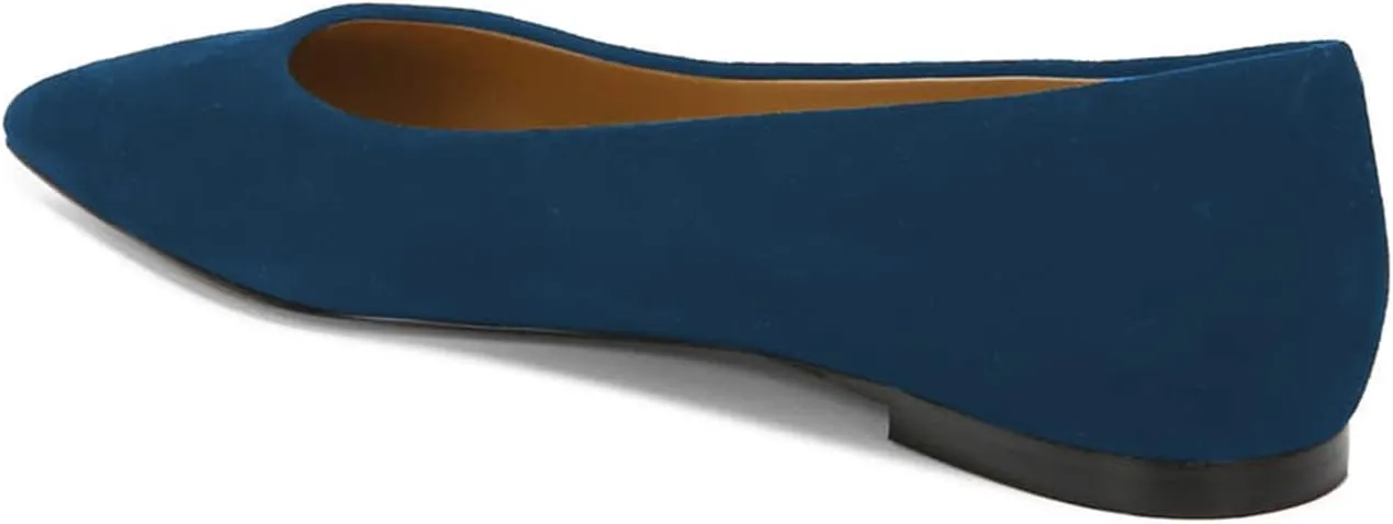 FOWT Spring Suede Classic Slip on Flats Two Tone Elegant Pointed Toe Black Flats for Women Comfort Low Heel Shallow Walking Daily Casual Dress Shoes, US Size 4-16 M