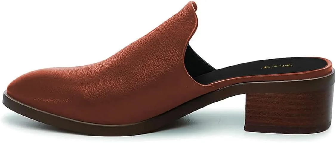 FOWT Women Round Closed Toe Mules Slip On Retro Loafer Low Chunky Block Thick Heel Slides Slippers Backless Pumps Sandals Women Casual Walking Dress Shoes Full Size 4-16 M US