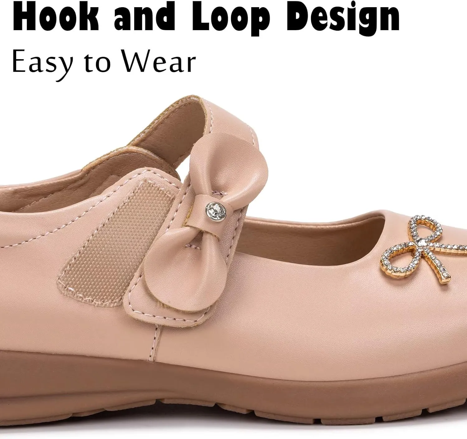 Frank Mully Girls Mary Jane Shoes Side Rhinestone Bow Flat for Wedding/Party/School Shoes for Toddler/Little Kid/Big Kid