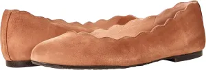 French Sole Jigsaw - Flats for Women - Leather Lining - Rubber Outsole - Scalloped Topline - Rounded Toe Makeup Suede 8.5 M