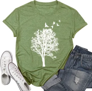 Funny Graphic Women Skinny Pine Tree Shirt Summer Hiking Camping Athletic Tees Nature Casual Comfy Clothes