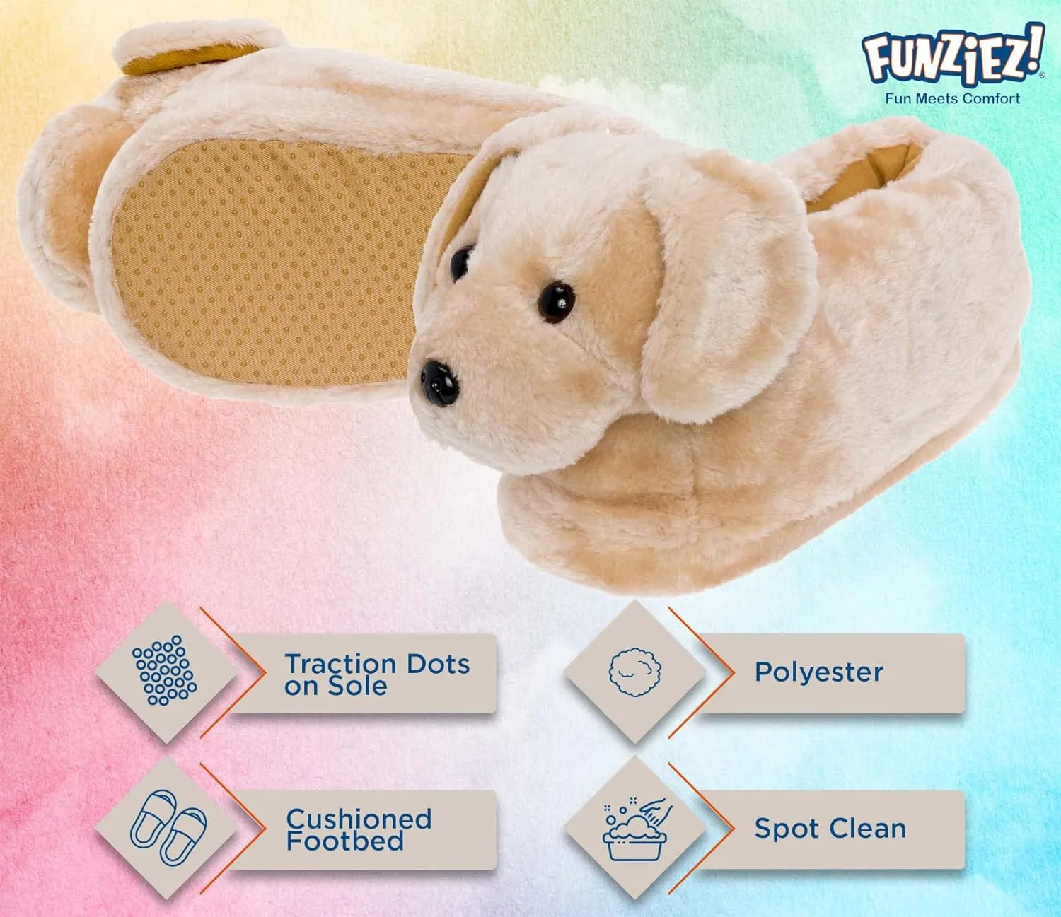 Funziez! Fuzzy Dog Slippers for Women & Men, Funny, House Shoes, Animal, Cute Novelty, Great Mother's Day Gift for Mom, Wife, Daughter