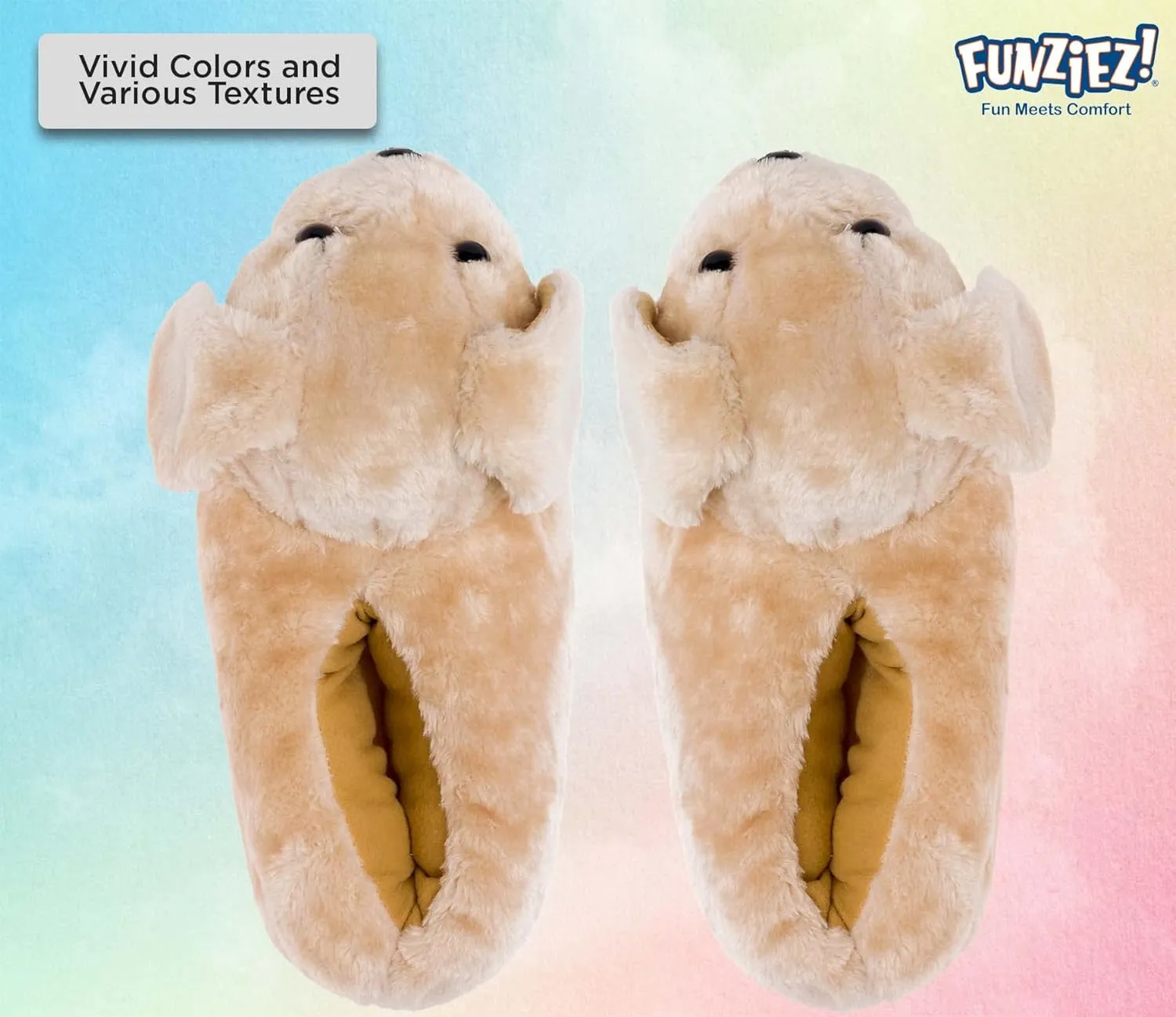 Funziez! Fuzzy Dog Slippers for Women & Men, Funny, House Shoes, Animal, Cute Novelty, Great Mother's Day Gift for Mom, Wife, Daughter