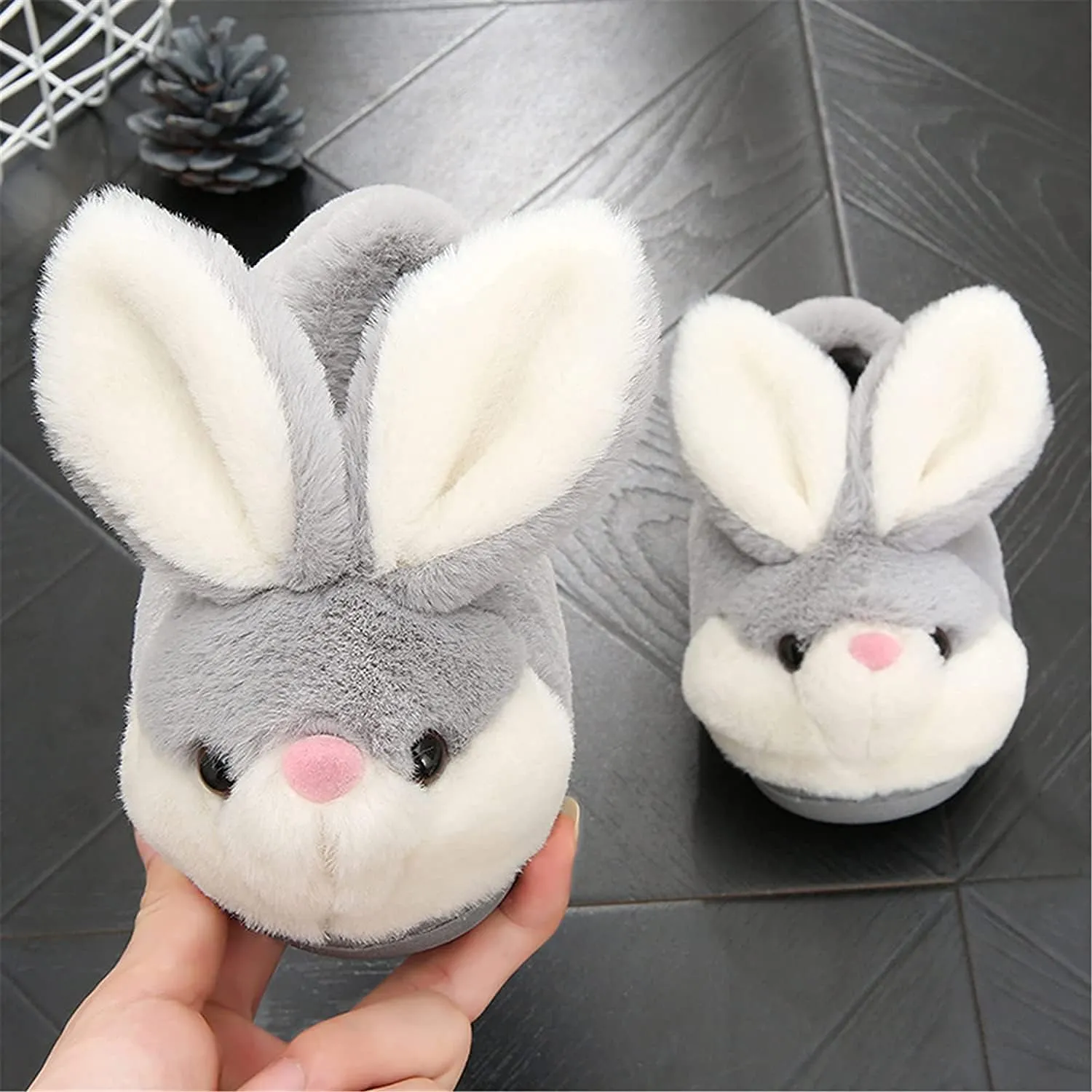 Fuzzy Bunny Slippers for Girls Warm Winter Slippers Women Home Slippers Plush Animal Slippers Pink Slippers