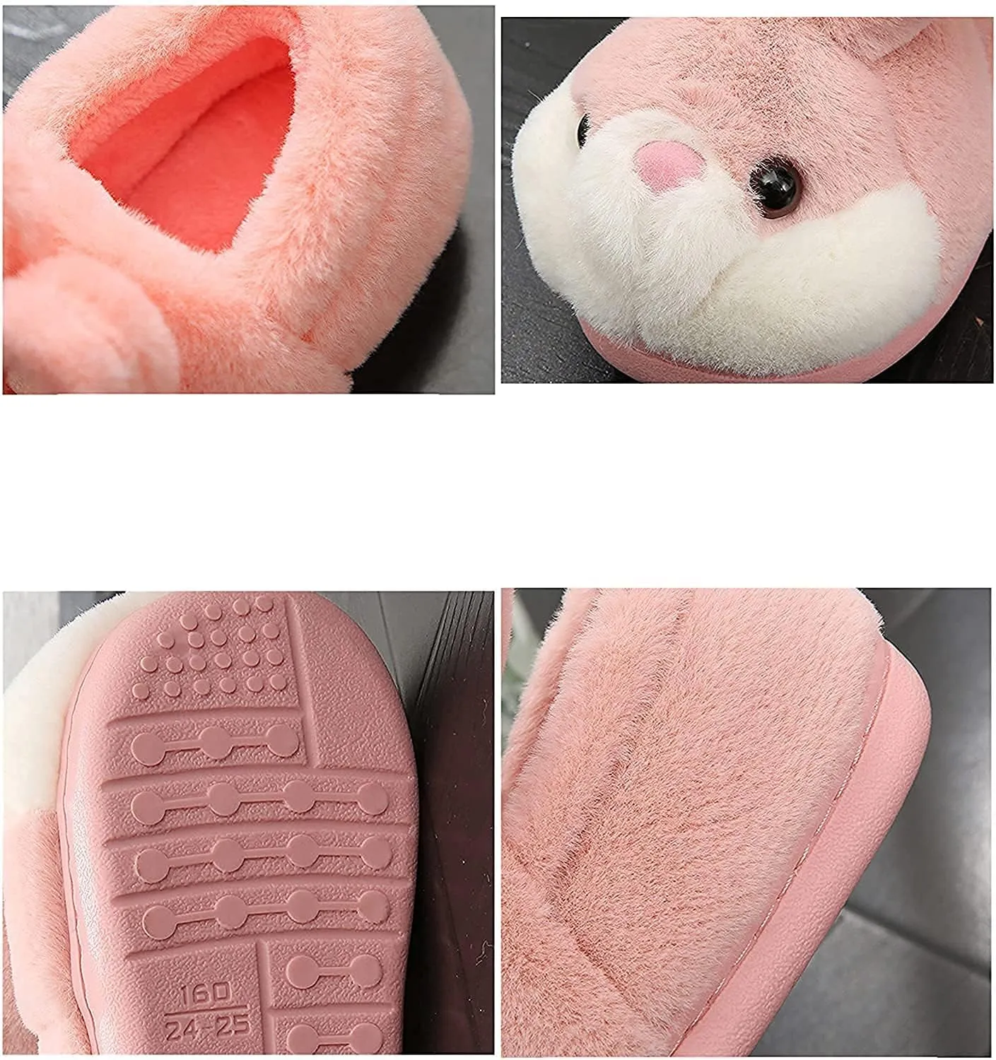 Fuzzy Bunny Slippers for Girls Warm Winter Slippers Women Home Slippers Plush Animal Slippers Pink Slippers