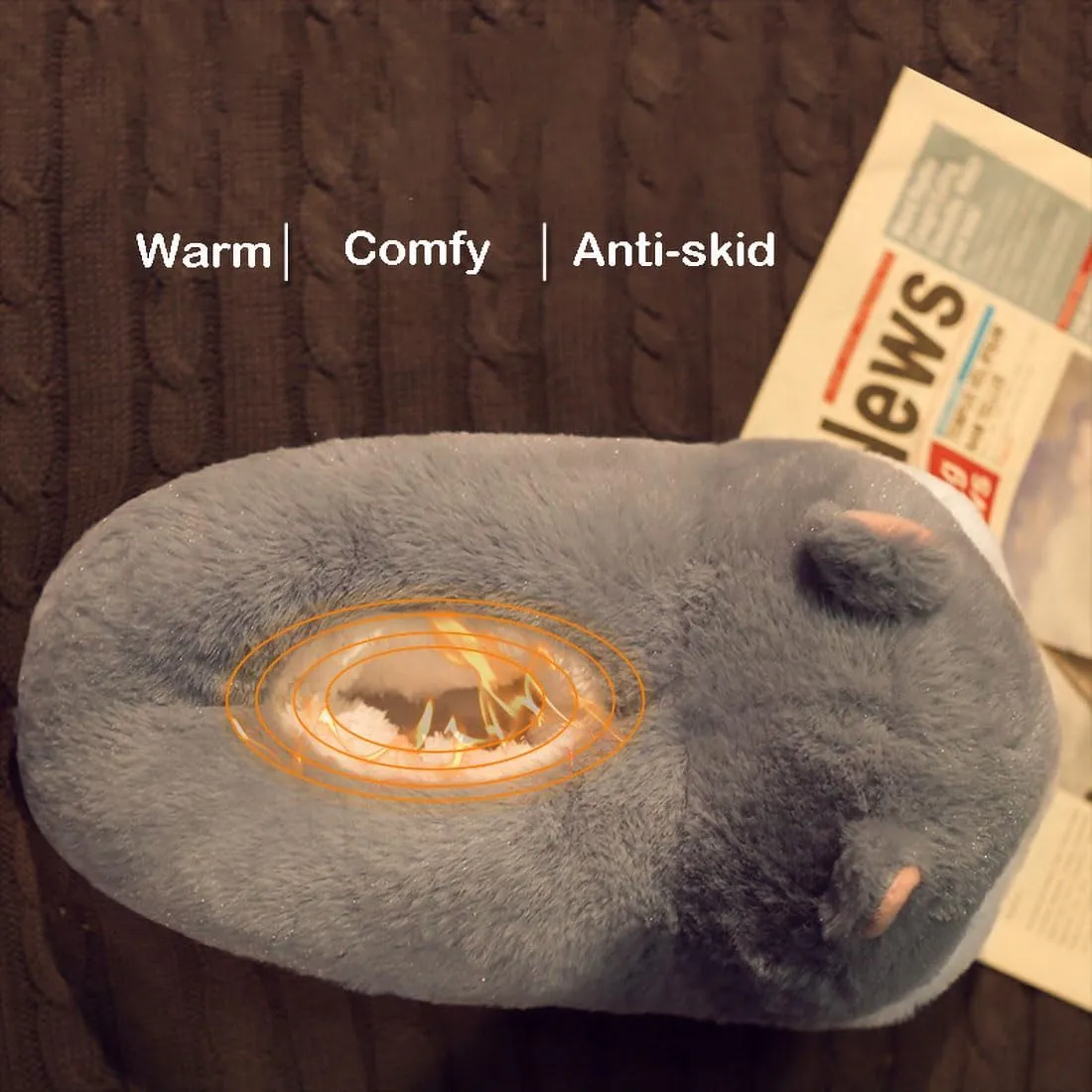Fuzzy Cozy Pig Animal Cartoon Slippers for Women - Indoor Warm Winter Home Furry Slippers