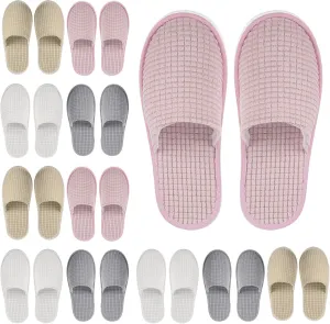 Geyoga 12 Pair House Slipper for Guest Non Slip Disposable Slipper for Travel Washable Reusable Closed Toe Hotel Bridesmaid Indoor Spa Wedding Party Shoeless Home