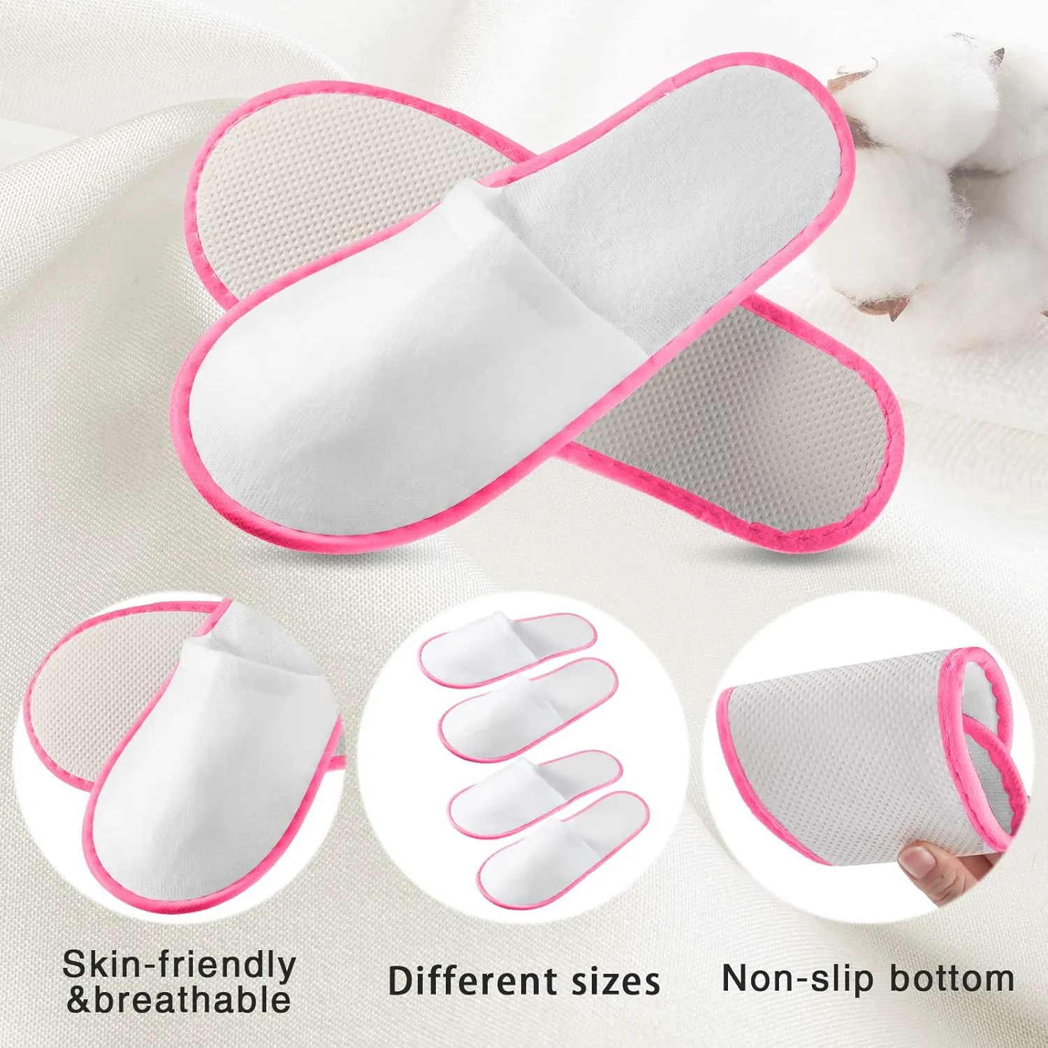 Geyoga 30 Pairs Disposable Spa Slippers for Guest Non Slip House Hotel Closed Toe Indoor Slipper for Men Women Home Wedding Travel, 2 Size