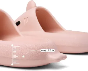 geywhey Men's and Women's Shark Slides Cloud Slippers with Thick Sole and Deep Heel Cup Footbed - Anti-Slip Beach Pool Shower Shoes for Summer