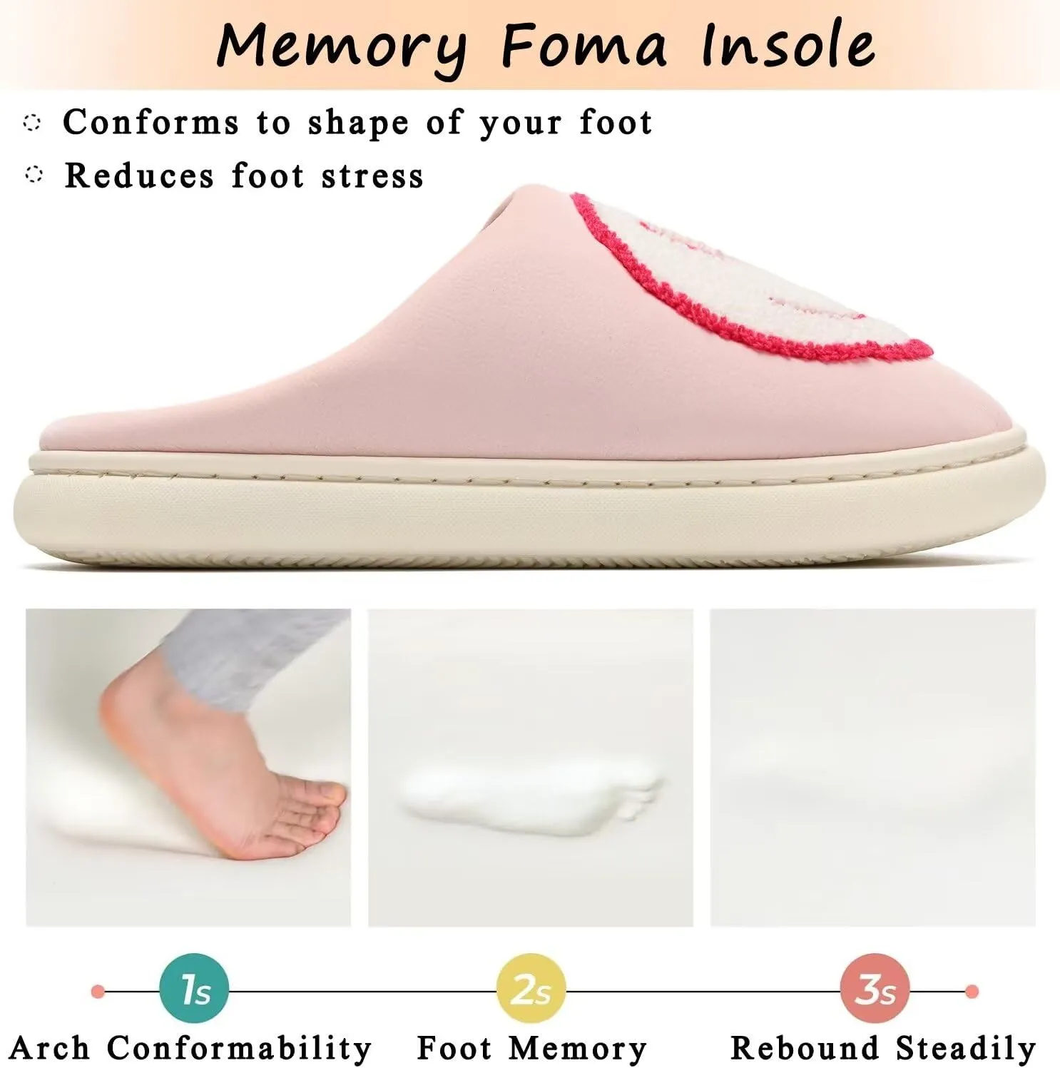 Giom 【New】 Soft Pu Leather Smiling Face Slippers for Women and Men, Retro Happy Face Slippers Big Size, Cozy Warm House Slippers, Slip-On Family Bedroom Slides, Winter Indoor Outdoor Slippers