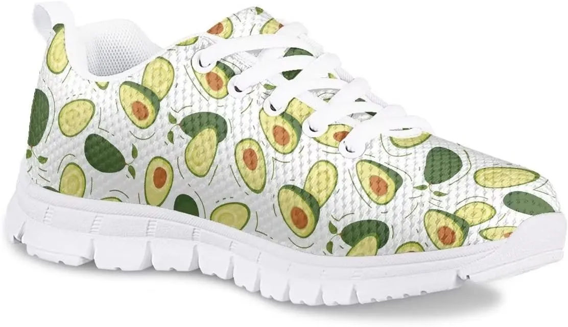 Girls Boys Cute Tennis Shoes Lightweight Soft Sport Sneakers Lace Up Lemon Butterfly Print Kids Running Shoes
