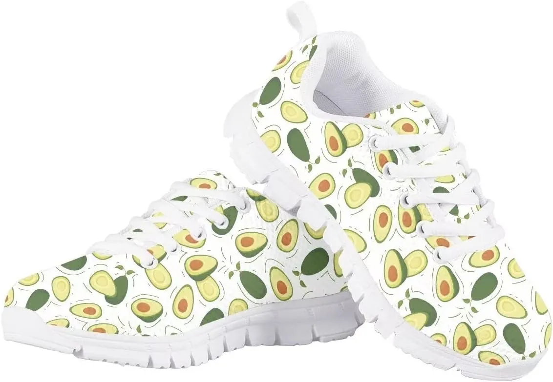 Girls Boys Cute Tennis Shoes Lightweight Soft Sport Sneakers Lace Up Lemon Butterfly Print Kids Running Shoes