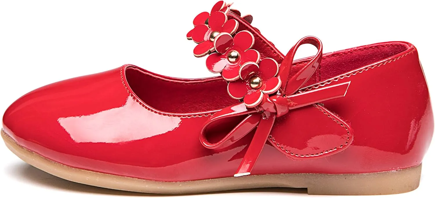 Girls Dress Ballet Mary Jane Flat Shoes for Toddler Little Kids Princess Flower Girl Wedding Party