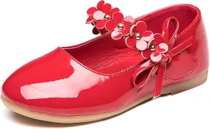 Girls Dress Ballet Mary Jane Flat Shoes for Toddler Little Kids Princess Flower Girl Wedding Party