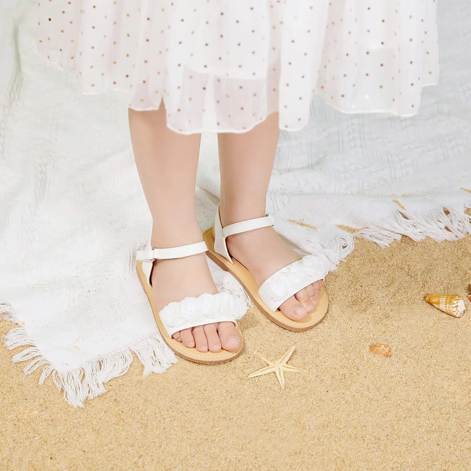 Girls Open Toe Flat Sandals Summer Casual Toddler Little Kid Sandals