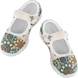 Girls Single Buckle Sneaker,Mary Jane Flats Shoes for Kids,Lightweight Walking Sneaker with White Sole Size 11-15