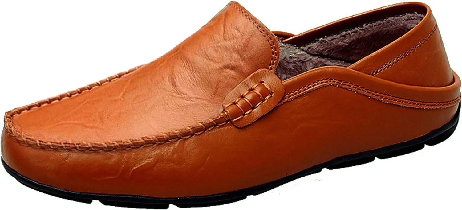 Go Tour Men's Premium Genuine Leather Casual Slip on Loafers Breathable Driving Shoes Fashion Slipper