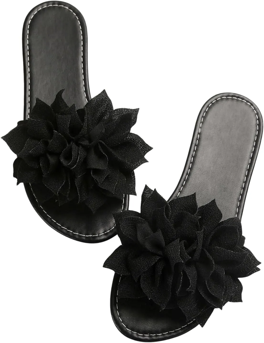GORGLITTER Women's Flower Sandals 3D Floral Flat Sandals Open Toe Slippers Comfy Lightweight Summer Beach Sandals