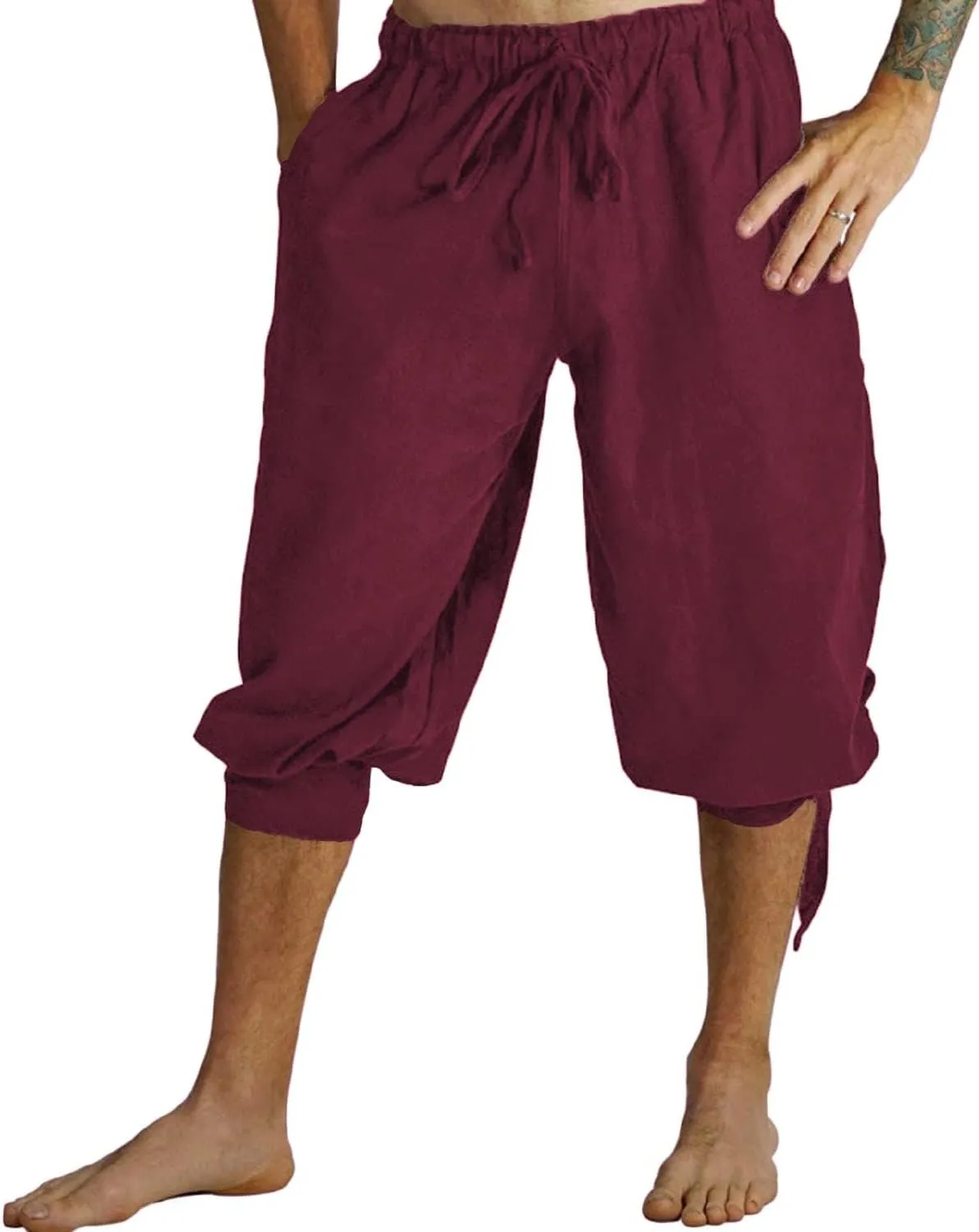 GRAJTCIN Medieval Pirate Pants Men Short Renaissance Viking Lace Up Cosplay