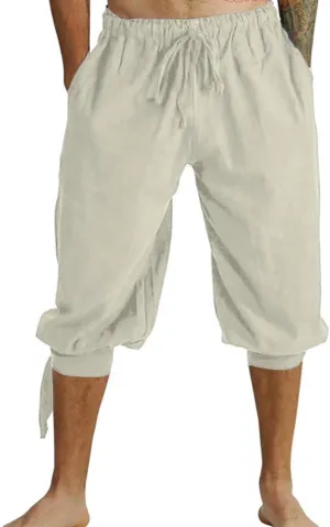 GRAJTCIN Medieval Pirate Pants Men Short Renaissance Viking Lace Up Cosplay